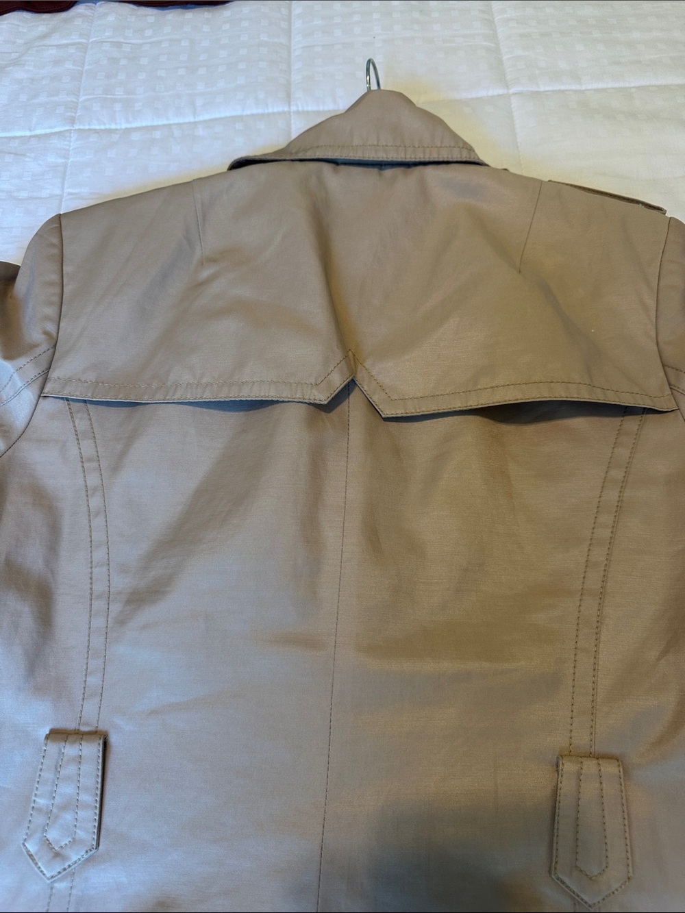 Women’s Styled Beige Trench Coat - Classic Double-Breasted Trench - Picture 7 of 13